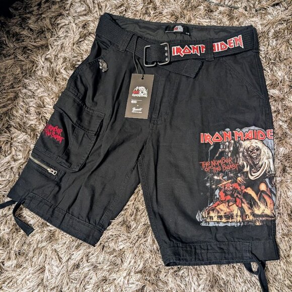 Brandit Iron Maiden Licensed Men's Shorts Number of the Beast Medium NWT - Picture 1 of 11